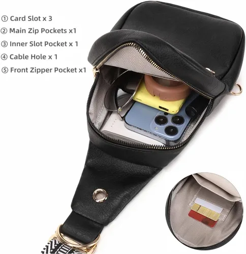 Miniatura 5 de WSRYDLDJ - Bolso bandolera pequeño de cuero para mujer, Negro Bo
