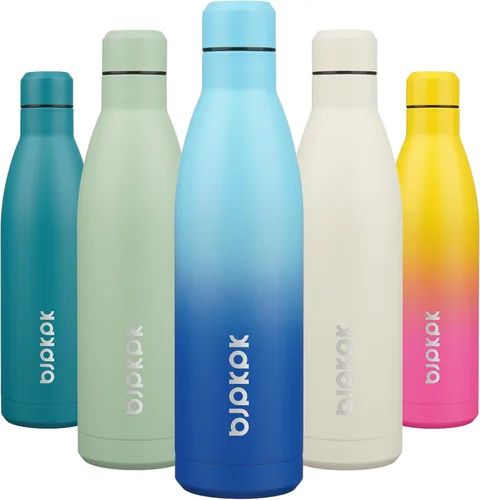 Miniatura 34 de BJPKPK Botellas de agua de acero inoxidable con aislamiento de 17 onzas, mantiene el frío y el calor, brillante oro rosa Oro rosa brillante