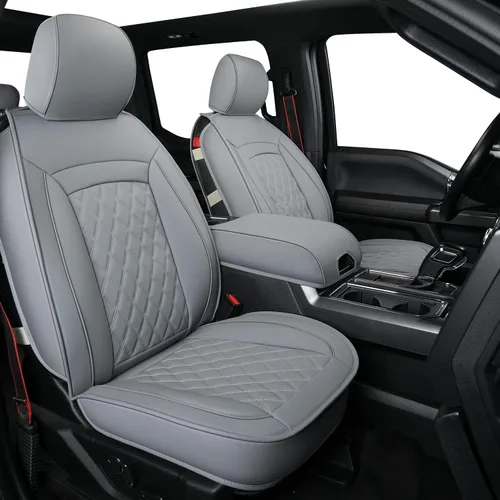 Miniatura 10 de LUCKYMAN CLUB Fundas de asiento de piel sintética F150 para camionetas 2010-2014 F150 2011-2016 F250 F350 F450 (par delantero, negro)