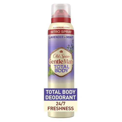 Old Spice Desodorante en aerosol para todo el cuerpo para hombres, sin aluminio, aroma a lavanda y menta, protección contra olores 24/7, frescura