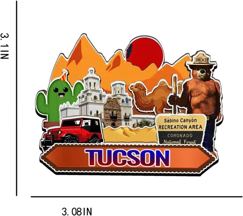 Miniatura 3 de Imán de madera para nevera de Tucson Arizona USA 1422 Monumentos 3D para viajes, coleccionables, recuerdos, decoración hecha a mano