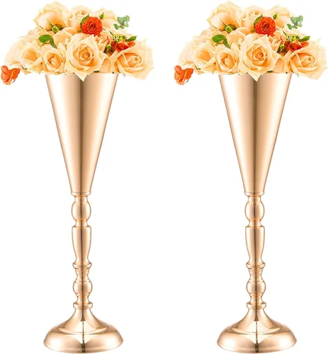 Miniatura 11 de VEVOR Centro de Mesa de Boda de Metal Dorado, Candelabro, 20 Piezas 58cm/22.83