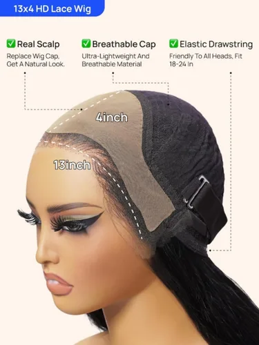 Miniatura 3 de Nadula Bye Bye Cap 13x4 HD Cuero Cabelludo Real 3D Body Wave Pelucas de Encaje Frontal de Cabello Humano Pre Todo, Peluca Sin Pegamento con Cordón