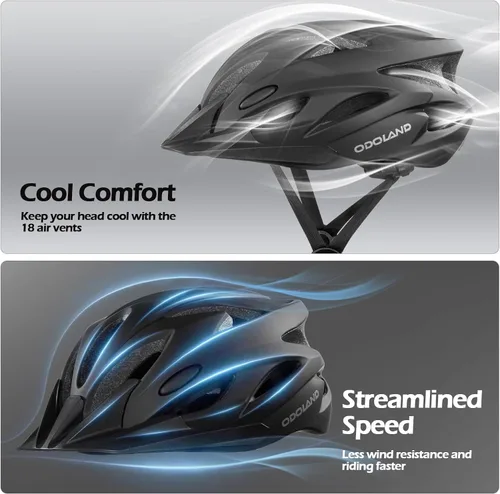 Miniatura 5 de Odoland Conjunto de casco de bicicleta para adultos y lentes de sol de ciclismo para hombres y mujeres, casco de bicicleta certificado de seguridad