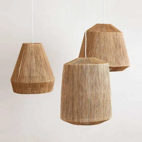 Miniatura 5 de Lámparas colgantes de viento silencioso hechas a mano, cuerda de cáñamo, luz vintage celing, mimbre país, ratán, iluminación para el hogar