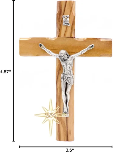 Miniatura 8 de Dacaret Factory Crucifijo de pared, cruz de madera de olivo, cruz católica de madera para nuevo hogar, regalo religioso, regalos de Navidad