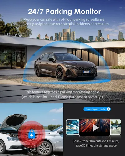 Miniatura 7 de KAWA Dash Cam 2K, cámara WiFi para tablero de automóviles 1440P con control de voz manos libres, visión nocturna, mini cámara frontal oculta