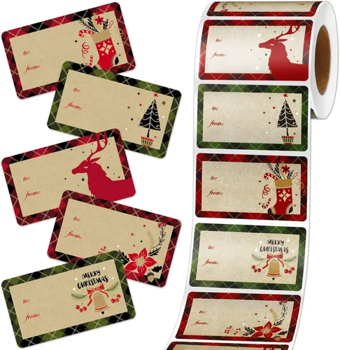 Miniatura 21 de Outus 500 Piezas Etiquetas de Navidad Autoadhesivas Etiquetas de Regalo para Regalos de Navidad Etiquetas de Nombre de Navidad Pegatinas para Papel