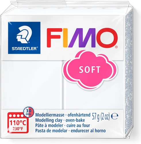 SG Education FIMO 8020 0 Fimo Soft Arcilla de modelar, 57 g, Blanco
