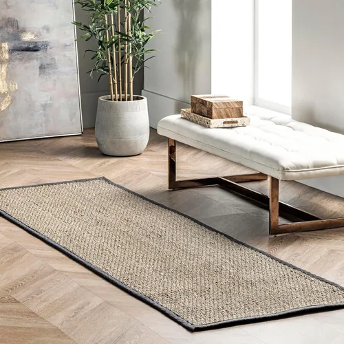 Miniatura 21 de nuLOOM Alfombra de Área Elijah Seagrass de 5 x 8 pies, Beige, Estilo Rústico Sólido, Borde de Algodón, Tejido de Cesta, Fibra Natural, Para Elijah