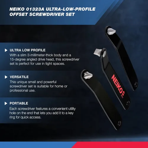 Miniatura 2 de NEIKO 01323A Juego de destornilladores de perfil ultra bajo 5 piezas Acero S2 Phillips, Pozidriv y ranurado