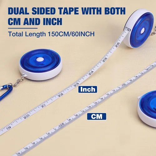 Miniatura 3 de WORKPRO Paquete de 3 cintas métricas para cuerpo, 60 pulgadas (150cm) cinta métrica suave retráctil para costura, cuerpo, compras de ropa en línea
