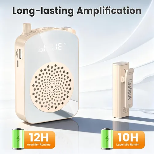 Miniatura 5 de Amplificador de voz inalámbrico para profesores, mini amplificador de voz portátil con micrófono de solapa carga y almacenamiento, micrófono