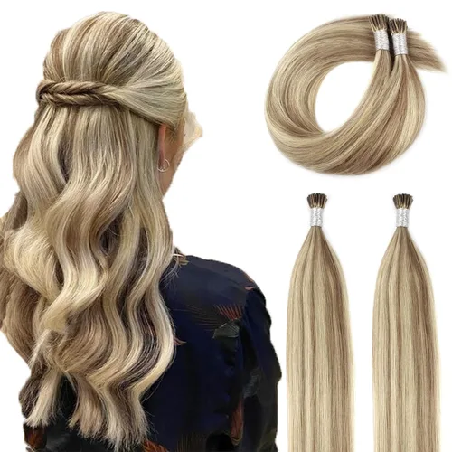 Miniatura 65 de ABH AMAZINGBEAUTY HAIR Extensiones de cabello rizado liso para mujeres negras con punta en I, cabello humano, punta en I, Remy, 50 mechones, punta