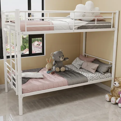 Miniatura 5 de Anwick Litera de tamaño individual sobre individual, marco de cama de metal resistente para niños, niñas, adolescentes y adultos, 2 escaleras Negro 1