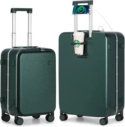 Miniatura 17 de mixi Equipaje PC Hardside Rolling maleta con rueda giratoria, cerradura TSA, soporte para teléfono y vaso, Verde aguacate