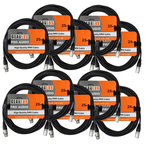 Miniatura 19 de Gearlux Cable DMX, 3 pines, macho a hembra, 3.2 pies - paquete de 10