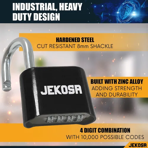 Miniatura 3 de Jekosa® JKB/50 [Weatherpoof] Cerradura de combinación resistente al aire libre - Cerradura con código de 4 dígitos [sin llave] - Ideal para puerta