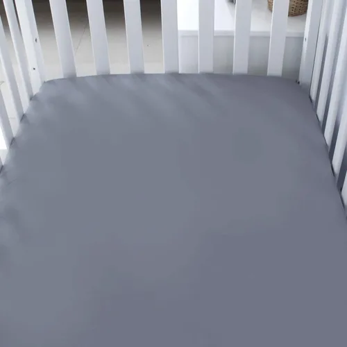 Miniatura 3 de Paquete de 4 sábanas bajeras para cuna para niños y niñas, sábanas transpirables de microfibra suave para bebé, color gris y azul marino