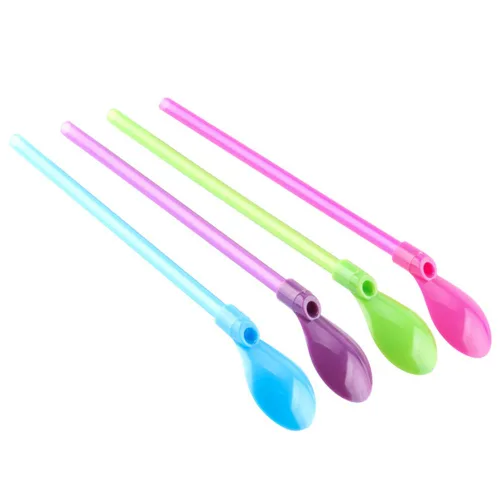Miniatura 5 de Juego de 40 pajitas de plástico duro de 9 pulgadas, popotes desmontables de cocina, cuchara para agitar, cuchara de café (4 colores)