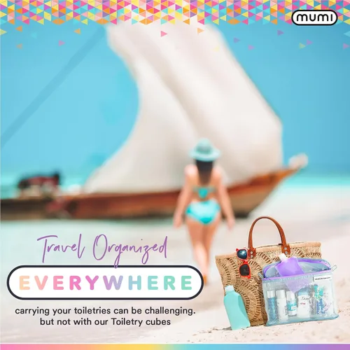 Miniatura 9 de MUMI Juego de 3 neceseres de viaje – Bolsas de aseo resistentes al agua para mujeres y hombres – Bolsas transparentes para artículos de tocador