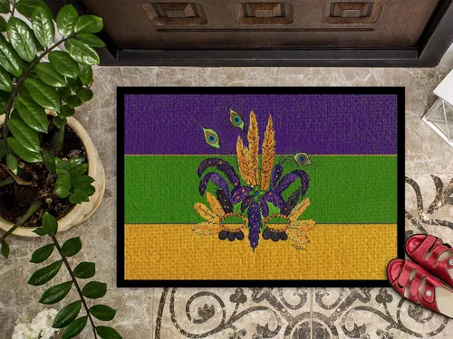 Miniatura 3 de Caroline's Treasures 8387MAT - Tapete con máscara de Mardi Gras de 18 x 27 pulgadas, tapete para puerta delantera, para interiores y exteriores