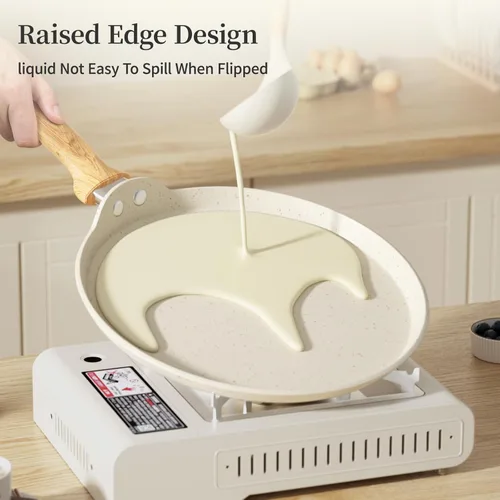 Miniatura 5 de Innerwell - Sartén antiadherente para crepes, sartén plana con revestimiento de granito Dosa Tawa para tortillas, de 10 pulgadas, parrilla