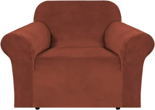 Miniatura 30 de H.VERSAILTEX Funda de terciopelo elástico para sillón, funda para sillón de 1 cojín para sala de estar, funda de muebles hecha de terciopelo grueso
