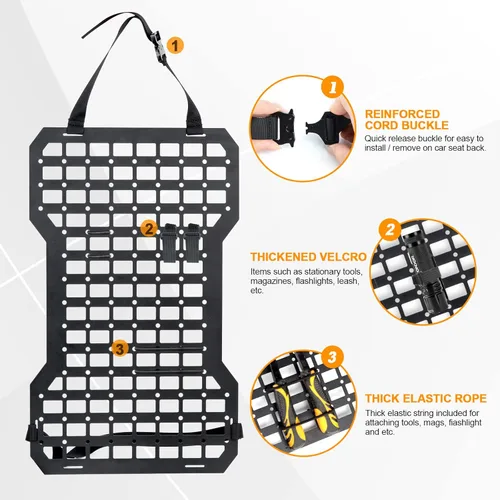 Miniatura 3 de Molle Seat Back Organizer Molle Panel Gun Holder Gun Rack Para Vehículos Tácticos Camión Montaje Paneles (2 PCS)