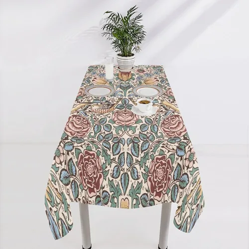 Miniatura 143 de Mantel Floral Retro de Pájaros, Diseño Original Bohemio William Morris Estampado Cubierta de Mesa para Hogar Picnic Fiesta Comedor Cocina William