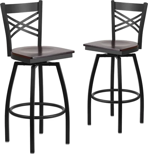 Miniatura 18 de Flash Furniture HERCULES Series Black ''X'' Taburete giratorio de metal – asiento de vinilo negro