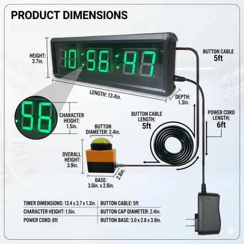 Miniatura 3 de Reloj digital grande de cuenta regresiva con control remoto, temporizador deportivo de montaje en pared de 13.4 pulgadas, cronómetro y temporizador