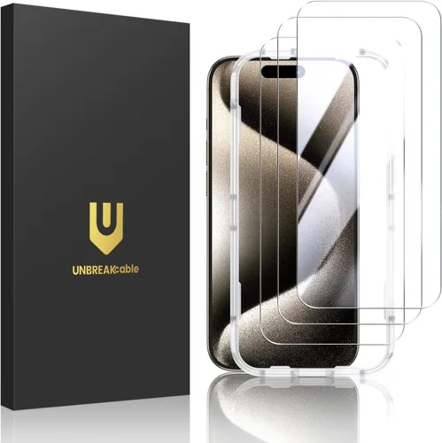 Miniatura 14 de UNBREAKcable Paquete de 3 protectores de pantalla para iPhone 17 Pro Max, vidrio templado doble inastillable [marco de fácil instalación]