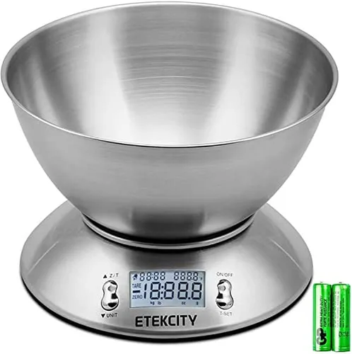 Miniatura 2 de Etekcity Báscula de alimentos con cuenco, temporizador y sensor de temperatura, peso digital de cocina para cocinar y hornear, 2.06 cuartos