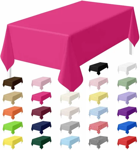 Miniatura 27 de HEIPINIUYE - Juego de 2 manteles desechables color beige, 54 x 108 pulgadas, de plástico, manteles impermeables rectangulares desechables