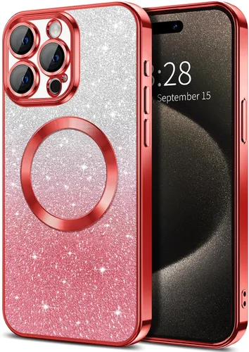 Miniatura 100 de Hython Funda para iPhone 13 Pro transparente con purpurina magnética [compatible con MagSafe] Protector completo de lente de cámara delgado