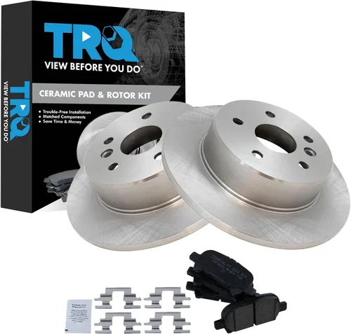 Miniatura 28 de TRQ Kit de rotor de freno trasero y pastillas de cerámica Posi premium compatible con camioneta Chevy GMC