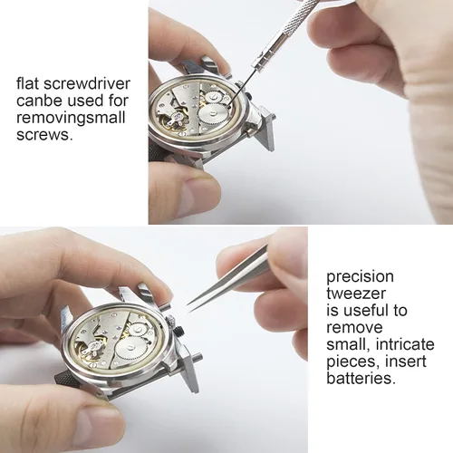 Miniatura 7 de UUBAAR Kit de herramientas de repuesto de batería de reloj, 9 piezas de herramienta profesional para quitar la espalda del reloj, herramienta