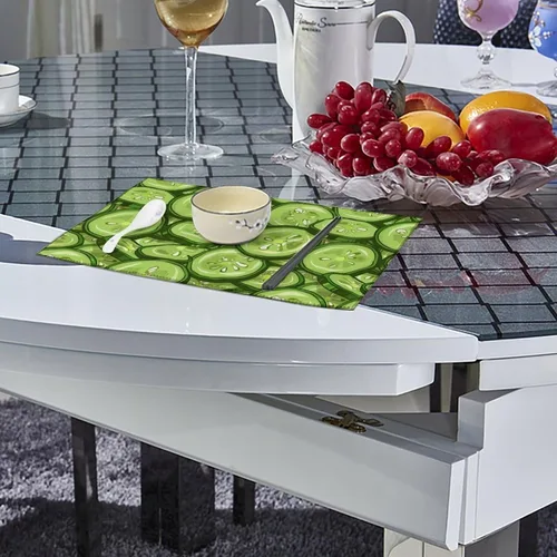 Miniatura 4 de Cucumber Slices Placemats Set of 6 Resistant Table Mats Washable Place Mats for Dinner Party Table Decoration