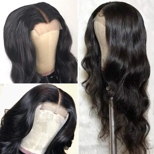 Miniatura 2 de ALLRUN Pelucas de cabello humano ondulado con cierre de encaje, pelucas de encaje frontal 4x4 con cabello de bebé (16 pulgadas), pelucas de encaje