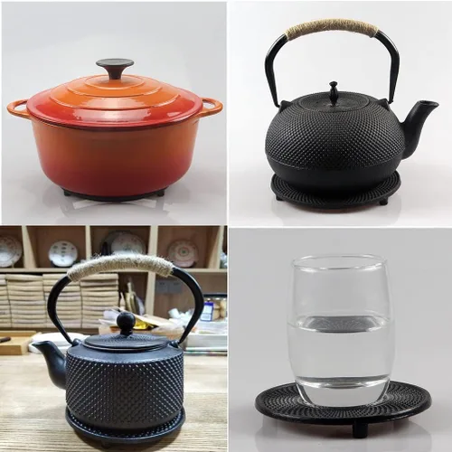 Miniatura 6 de Trivet - Portavasos decorativo de hierro fundido con clavijas de goma, almohadillas resistentes para ollas calientes, aislamiento antideslizante