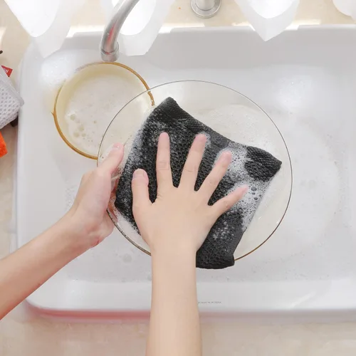 Miniatura 4 de Homaxy Paños de cocina de 100% algodón con tejido de gofre, ultra suaves, absorbentes, de secado rápido, 12 x 12 pulgadas, paquete de 8, color negro