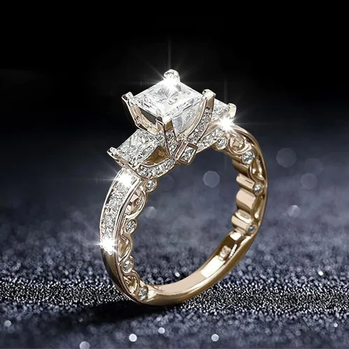 Miniatura 4 de Anillo de diamantes de imitación de corte cojín para mujer anillo de circonita de compromiso anillo de boda con circonita cúbica acero inoxidable