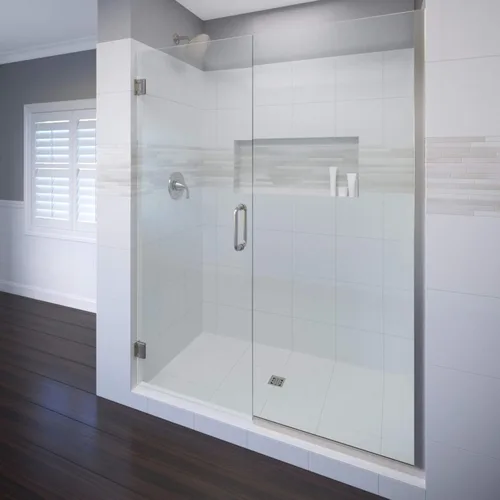 Basco Shower Door CELA9355872XPBN Celesta - Puerta y panel de ducha oscilante, níquel cepillado, 57-58 pulgadas de ancho x 72 pulgadas de alto,