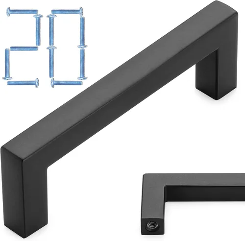 Miniatura 40 de KOOFIZO Paquete de 10 pomos negros para gabinete, pomos negros mate para cajones, K08, tiradores cuadrados de un solo agujero para gabinetes
