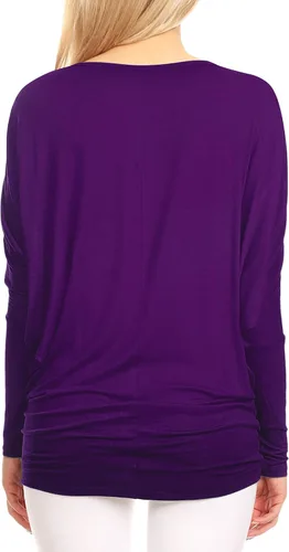 Miniatura 4 de Lock and Love - Camiseta de manga larga drapeada para mujer, diseño holgado y cómodo con manga dolman de murciélago, tallas S a 3XL, tallas