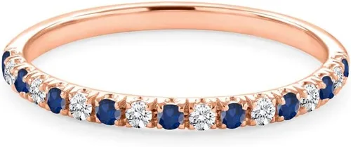 Miniatura 11 de Blue Sapphire & White Diamond Half Eternity Wedding Band For Women, 14k Gold Finish Sapphire Wedding Band, Ladies Alternate Diamond Ring