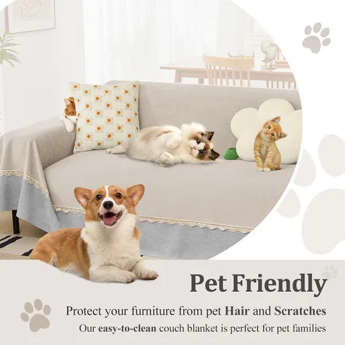 Miniatura 5 de Foreate Funda de sofá impermeable para mascotas, extra ancha, resistente al agua, lavable, para 3 cojines, a prueba de arañazos, para perros