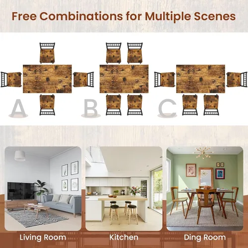 Miniatura 7 de Lamerge Juego de mesas de cocina para 4, juego de mesa de comedor rectangular con 4 sillas de respaldo, juego de mesa de comedor de 5 piezas