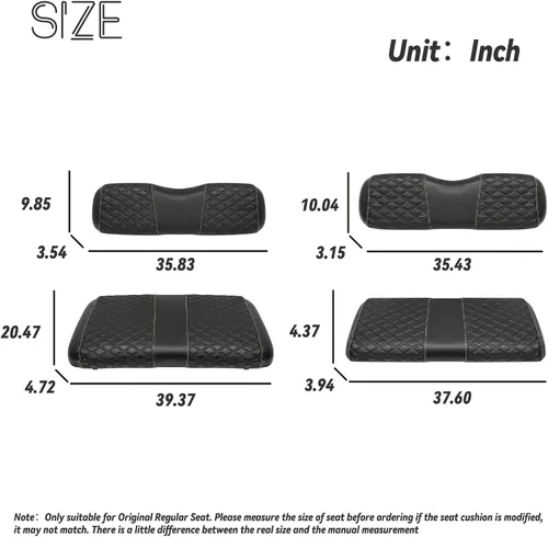 Miniatura 3 de Fundas de Asiento de Carrito de Golf Delanteras y Traseras Impermeables y Resistentes al Sol de Cuero Vinílico de Grado Marino Accesorios de Negro